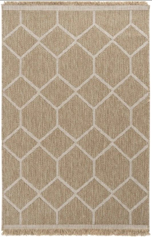 Seyran Halı 669 Beyaz İndia Modern Jüt Dokulu Modern Kahverengi Halı Hasır Model Yolluk