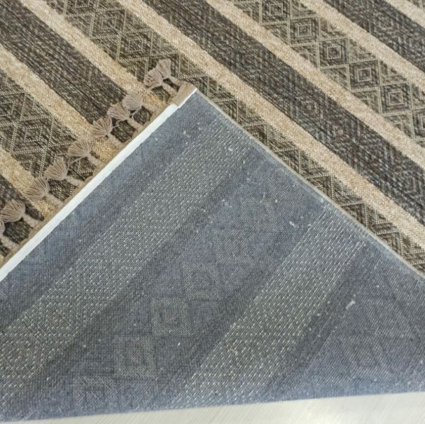 Reform Halı Everest 6604 Bej Örgü Saçaklı Şönil Kilim Salon Koridor Halısı Yolluk