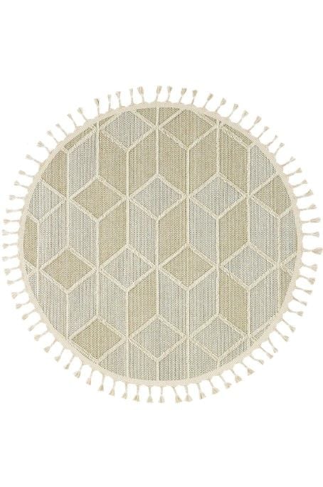 Eko Halı Soho SH 03 Beige Hav Toz Vermez Modern Bukle Makine Halısı Yuvarlak Yolluk Bej Mutfak Halısı