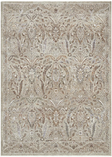 Seyran Halı Monde 804 Bej Çiçekli Klasik Vintage Halı Motifli Dekoratif Salon Halısı