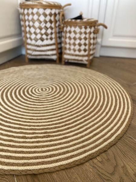 Halımax Milda Jüt Hasırlı Örgü Kilim 74 Yuvarlak Jüt Halı