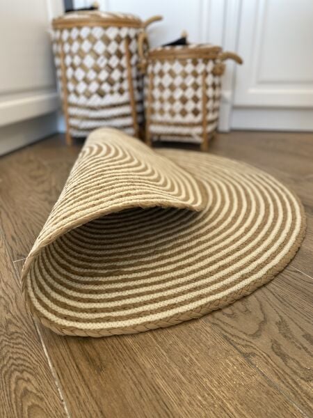 Halımax Milda Jüt Hasırlı Örgü Kilim 74 Yuvarlak Jüt Halı