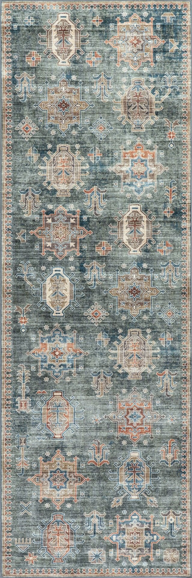 Atelier 503 Sage Green Eskitme Vintage Antre Hol Halısı Etnik Dokuma Otantik Özel Ölçü Yolluk