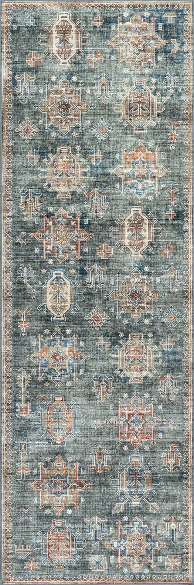 Atelier 503 Sage Green Eskitme Vintage Antre Hol Halısı Etnik Dokuma Otantik Özel Ölçü Yolluk