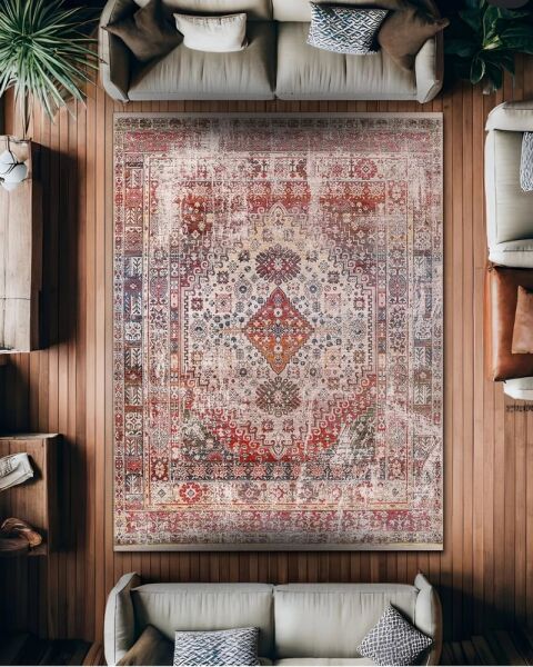 Drom Pamuk Dokuma Taban Makinede Yıkanabilen Kilim Kaymaz Şönil Renkli Otantik Halı