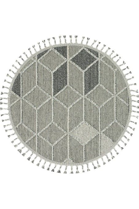 Eko Halı Soho SH 03 Grey Hav Toz Vermez Modern Bukle Makine Halısı Yuvarlak Yolluk Gri Mutfak Halısı