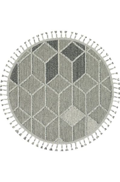 Eko Halı Soho SH 03 Grey Hav Toz Vermez Modern Bukle Makine Halısı Yuvarlak Yolluk Gri Mutfak Halısı