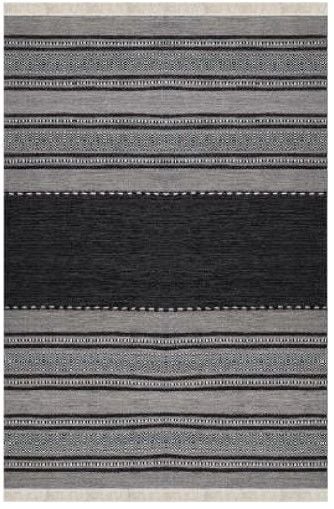 Halımax Dara 183 Yıkanabilir Kaymaz Dokuma Tabanlı Gri Mavi Çizgili Modern Halı