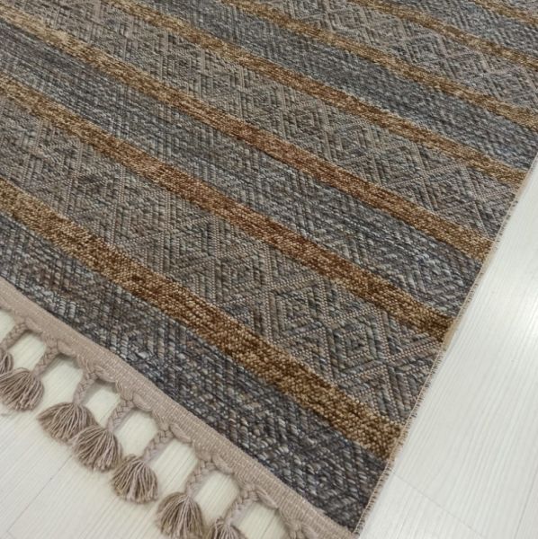 Reform Halı Everest 6605 Kahve Örgü Saçaklı Şönil Kilim Salon Koridor Halısı Yolluk