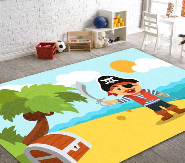 Cino 88 Korsan Çok Renkli Denizci Erkek Çocuk Odası Oyun Halısı