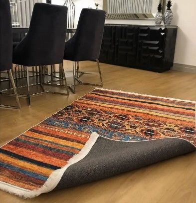 Halımax Dara 187 Yıkanabilir Kaymaz Dokuma Tabanlı Etnik Desenli Multi Modern Halı | Salon, Oturma Odası Mutfak Yatak Odası ve Antre Halısı