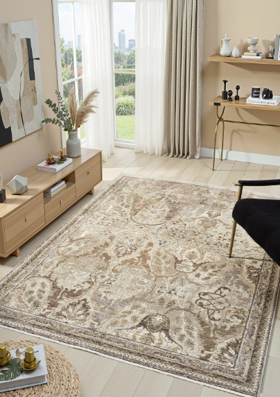 Seyran Halı Monde 800 Bej Kahve Vintage Klasik Dekoratif Salon Halısı