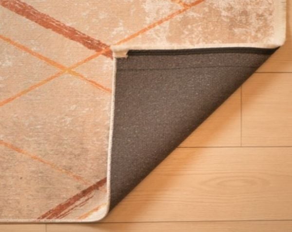 Halımax Dara 189 Yıkanabilir Kaymaz Dokuma Tabanlı Bej Çizgili Modern Halı