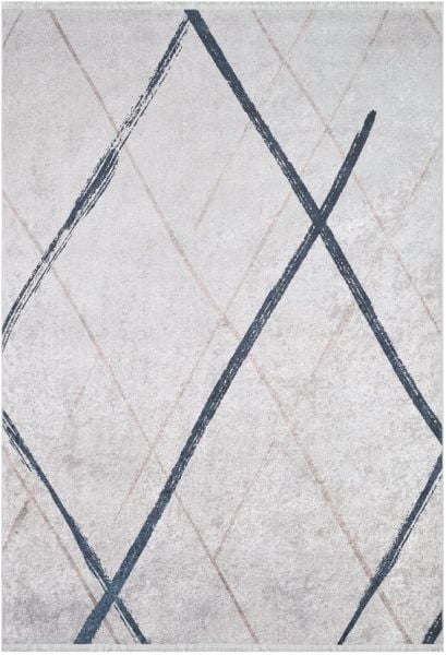 Halımax Dara 190 Yıkanabilir Kaymaz Dokuma Tabanlı Gri Çizgili Modern Halı