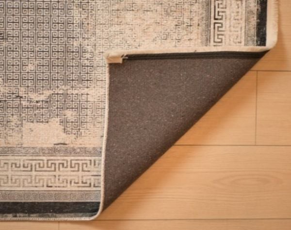 Halımax Dara 195 Yıkanabilir Kaymaz Dokuma Tabanlı Siyah Çerçeveli Gri Modern Halı