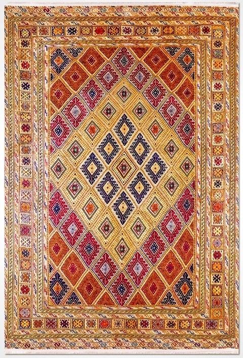 Halımax Dara 196 Yıkanabilir Kaymaz Dokuma Tabanlı Etnik Desenli Multi Modern Halı