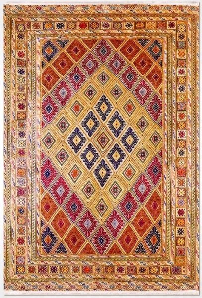 Halımax Dara 196 Yıkanabilir Kaymaz Dokuma Tabanlı Etnik Desenli Multi Modern Halı