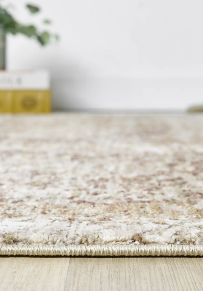 Seyran Halı Monde 805 Bej Vintage Eskitme Halı Motifli Dekoratif Salon Halısı