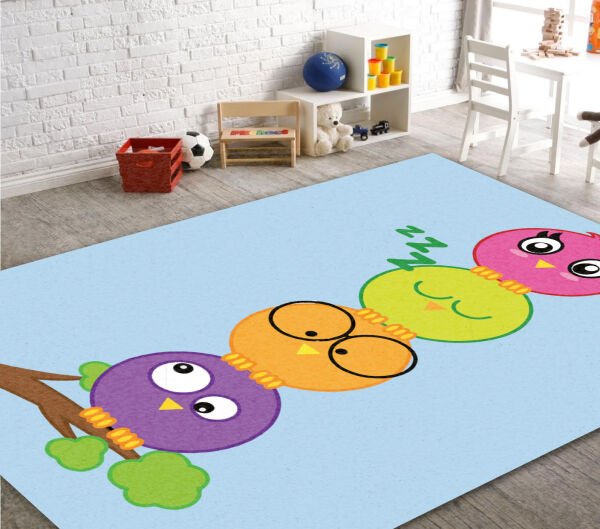 Cino 88 Renkli Kuş Figürlü Çocuk Odası Oyun Halısı