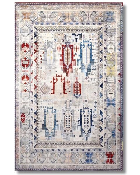 Drom Pamuk Dokuma Taban Makinede Yıkanabilen Kilim Kaymaz Şönil Multi İskandinav Halı