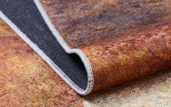 Halımax Dara 119 Yıkanabilir Kaymaz Dokuma Tabanlı Turuncu Kahverengi Modern Desenli Halı