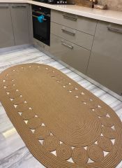 Milda 48 Jüt Hasırlı El Örgüsü Çift Taraflı Kilim Oval Jüt Halı 80x150