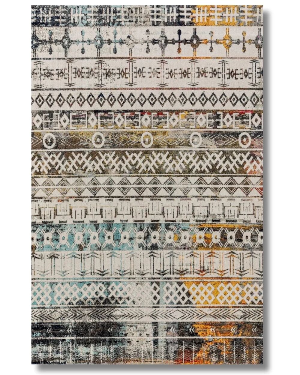 Drom Pamuk Dokuma Taban Makinede Yıkanabilen Kilim Kaymaz Şönil Retro İskandinav Halı