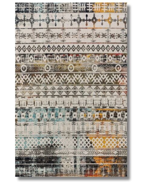 Drom Pamuk Dokuma Taban Makinede Yıkanabilen Kilim Kaymaz Şönil Retro İskandinav Halı