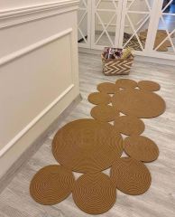 Milda 50 Jüt Hasır Örgü Bohem Çift Taraflı Kilim Dekoratif Asimetrik Kahve Jüt Halı 55x134