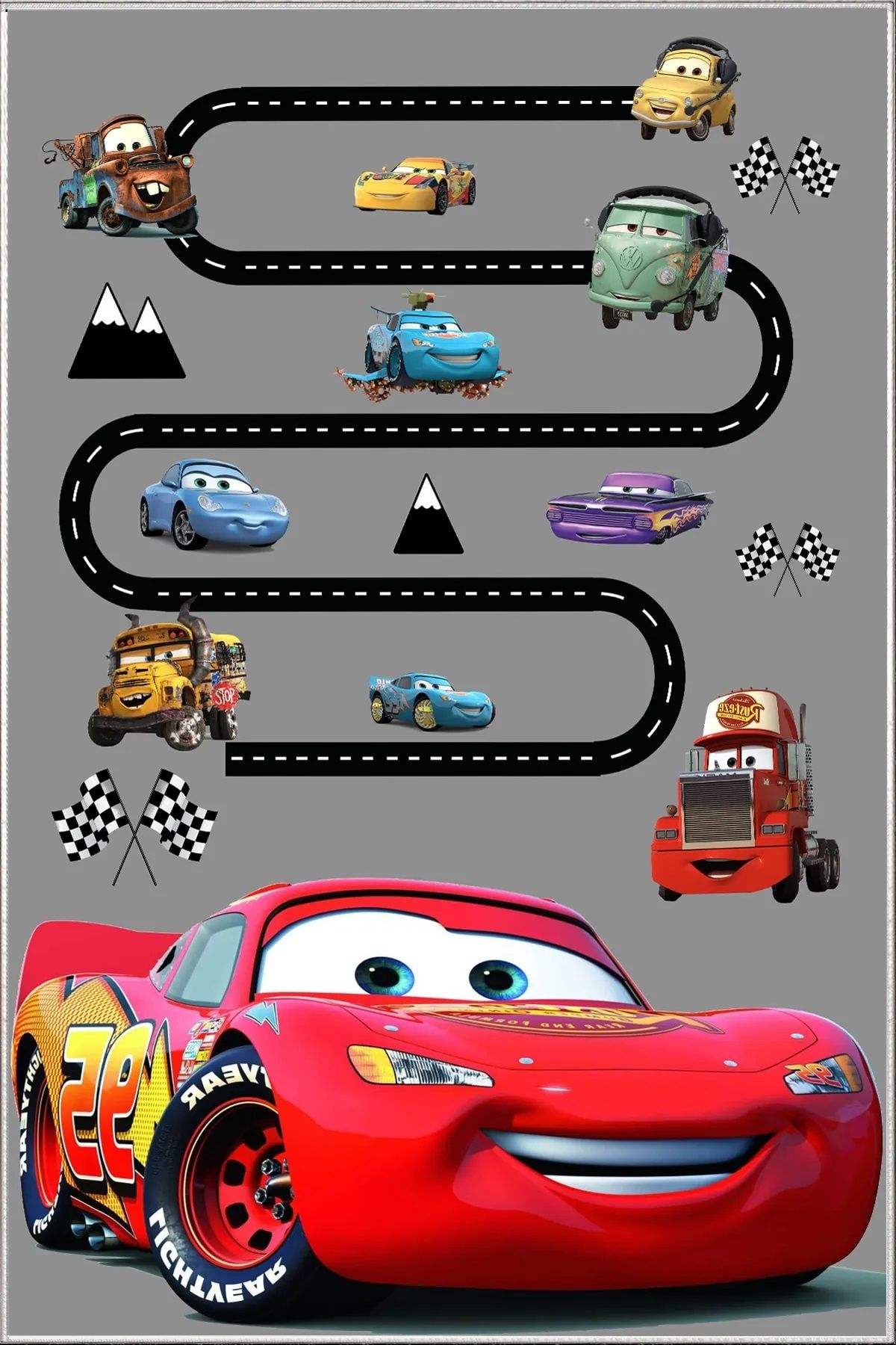 Cino 88 Şimşek Kırmızı Yarış Araba Çocuk Odası Oyun Halısı