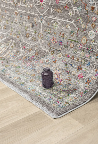 Seyran Halı Monde 803 Multi Gri Vintage Çiçekli Klasik Halı  Antik Motifli Dekoratif Salon Halısı