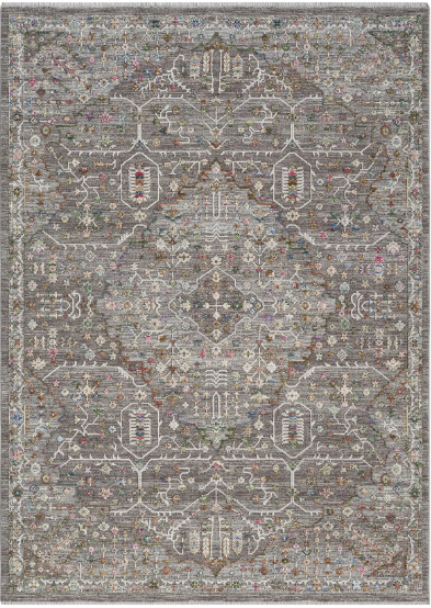 Seyran Halı Monde 803 Multi Gri Vintage Çiçekli Klasik Halı  Antik Motifli Dekoratif Salon Halısı