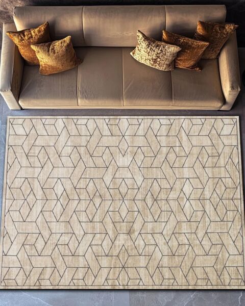 Drom Pamuk Dokuma Taban Makinede Yıkanabilen Kilim Kaymaz Şönil Geometrik Halı