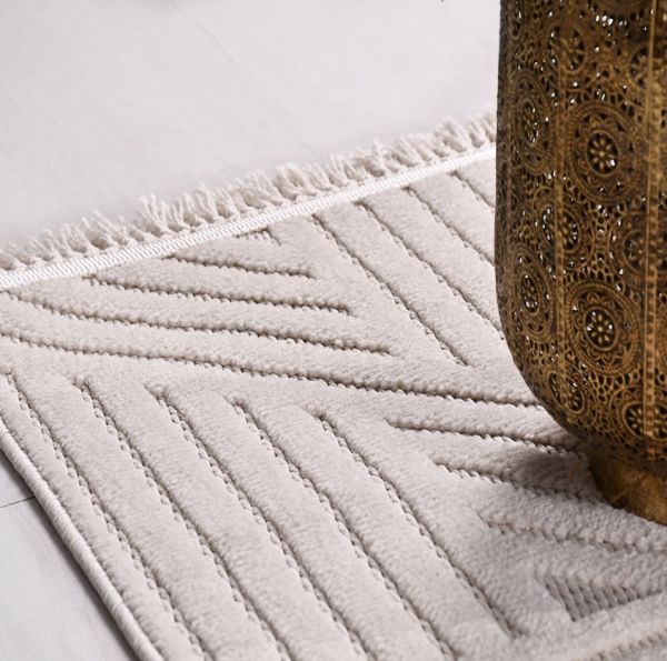 Crea Halı Tuana TY01K Beyaz Kabartmalı Modern Salon Halısı Mutfak Halısı Dekoratif Koridor Halısı My Crea Home