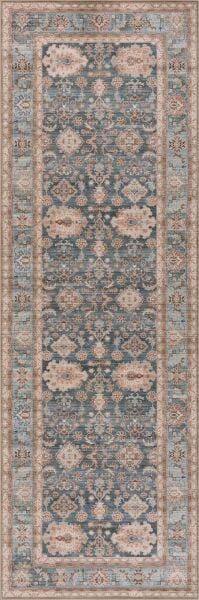 Atelier 505 Dusty Blue  Eskitme Vintage Antre Hol Halısı Etnik Dokuma Otantik Özel Ölçü Yolluk