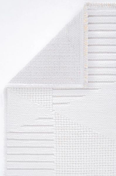 Eko Halı Ada Krem 01 Pamuk Dokuma Kaymaz Tabanlı Yıkanabilir Kilim Hav Toz Vermez Yolluk Mutfak Halısı