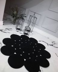 Milda 54 Siyah Jüt Hasırlı El Örgüsü Çift Taraflı Kilim Yuvarlak Jüt Halı 90x90