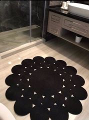 Milda 54 Siyah Jüt Hasırlı El Örgüsü Çift Taraflı Kilim Yuvarlak Jüt Halı 120x120