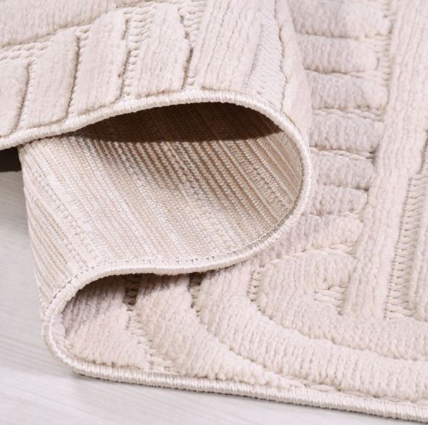 Crea Halı Tuana TY03K Beyaz Kabartmalı Modern Salon Halısı Mutfak Halısı Dekoratif Koridor Halısı My Crea Home