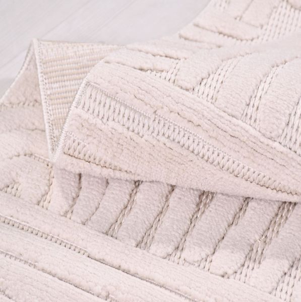 Crea Halı Tuana TY03K Beyaz Kabartmalı Modern Salon Halısı Mutfak Halısı Dekoratif Koridor Halısı My Crea Home