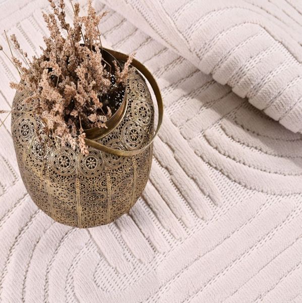 Crea Halı Tuana TY03K Beyaz Kabartmalı Modern Salon Halısı Mutfak Halısı Dekoratif Koridor Halısı My Crea Home