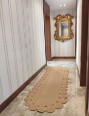 Milda 64 Jüt Hasırlı El Örgüsü Çift Taraflı Kilim Oval Jüt Halı 100x150