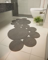 Milda 66 Jüt Hasır Örgü Modern Çift Taraflı Kilim Dekoratif Asimetrik Gri Jüt Halı 55x134