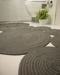 Milda 66 Jüt Hasır Örgü Modern Çift Taraflı Kilim Dekoratif Asimetrik Gri Jüt Halı 55x134