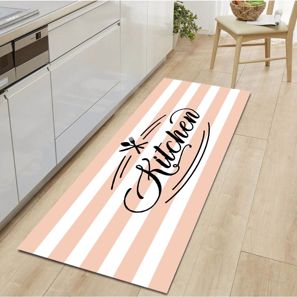 Kaymaz Taban Leke Tutmaz Yıkanabilir Kitchen Pudra Fame Mutfak Halısı
