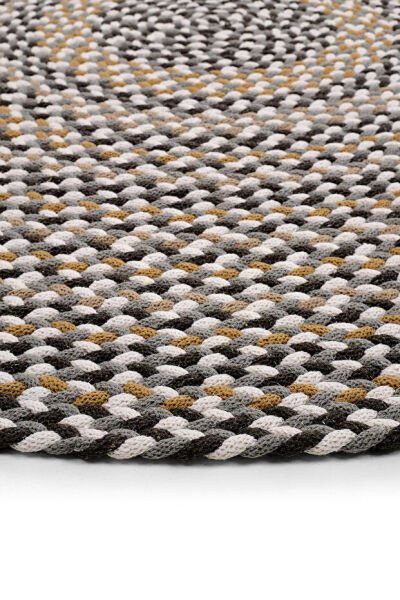 Lunox Multi Renkli Hasır Örgü Çift Taraflı Dokuma Yolluk Jüt Kilim Yuvarlak Banyo Paspası