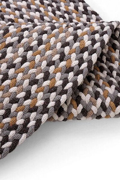 Lunox Multi Renkli Hasır Örgü Çift Taraflı Dokuma Yolluk Jüt Kilim Yuvarlak Banyo Paspası