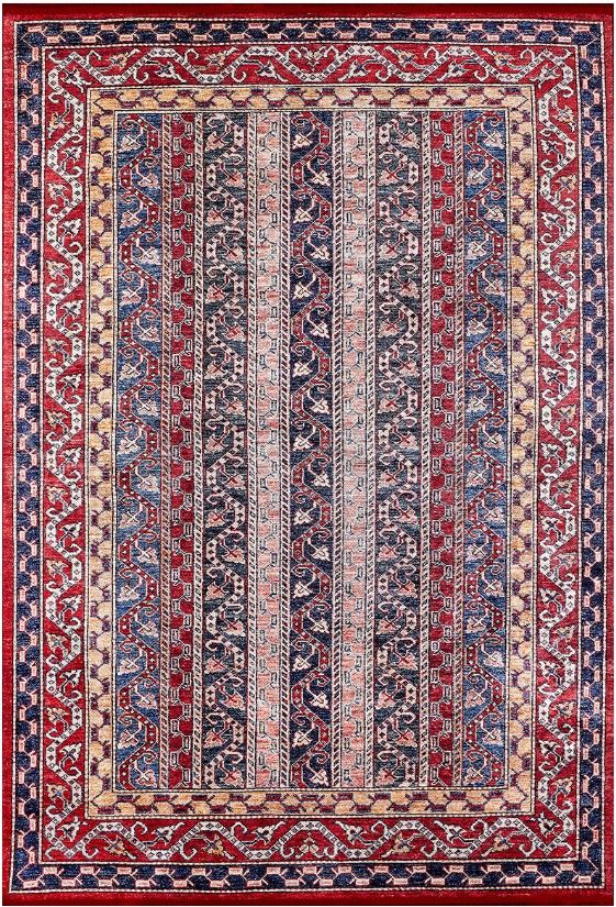 Halımax Dara 041 Yıkanabilir Kaymaz Dokuma Tabanlı Etnik Çizgili Kırmızı Modern Halı 80x300