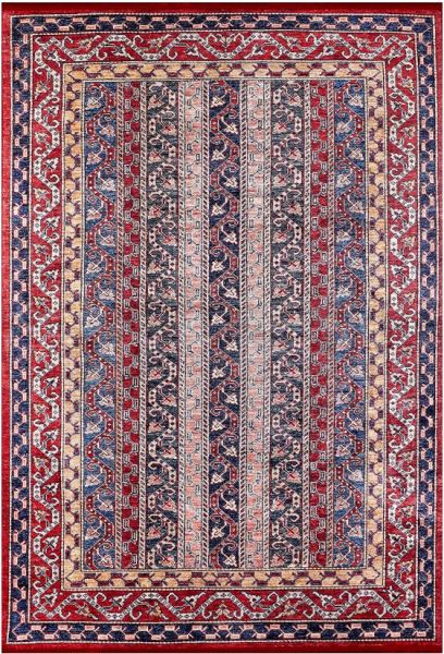 Halımax Dara 041 Yıkanabilir Kaymaz Dokuma Tabanlı Etnik Çizgili Kırmızı Modern Halı 100x150