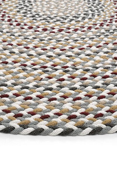 Lunox Multi Renkli Hasır Örgü Çift Taraflı Dokuma Yolluk Jüt Kilim Yuvarlak Banyo Paspası